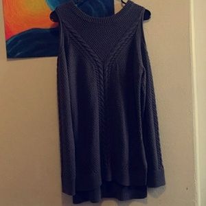Dark Grey Cold-Shoulder Sweater